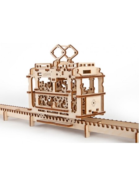 Сборная модель Ugears Трамвай с рельсами