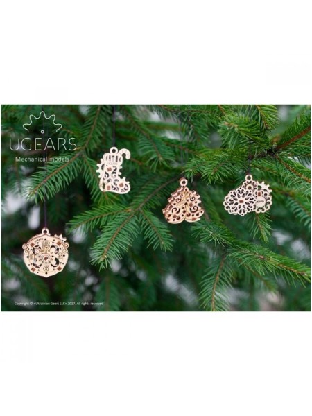 Сборная модель Ugears Фиджет Новогодняя магия. 4 шт.