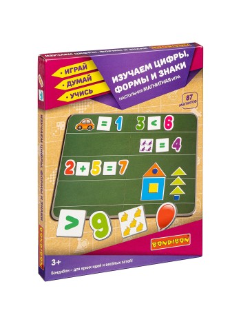 Магнитные игры BONDIBON, Изучаем цифры, формы и знаки  (87 магнитов)