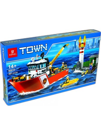 Конструктор KING 40019 Пожарный катер, совместим с LEGO CITY 60109 KING
